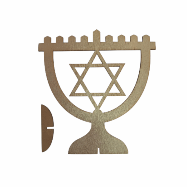 חנוכיה עץ לצביעה מגן דוד- מארז 10 יחידות