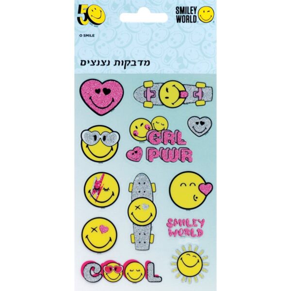 מדבקות נצנצים- סמיילי